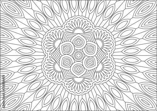 Full Page Audlt Coloring Page Mandala Black And White Abstract Zentagle Art Vector