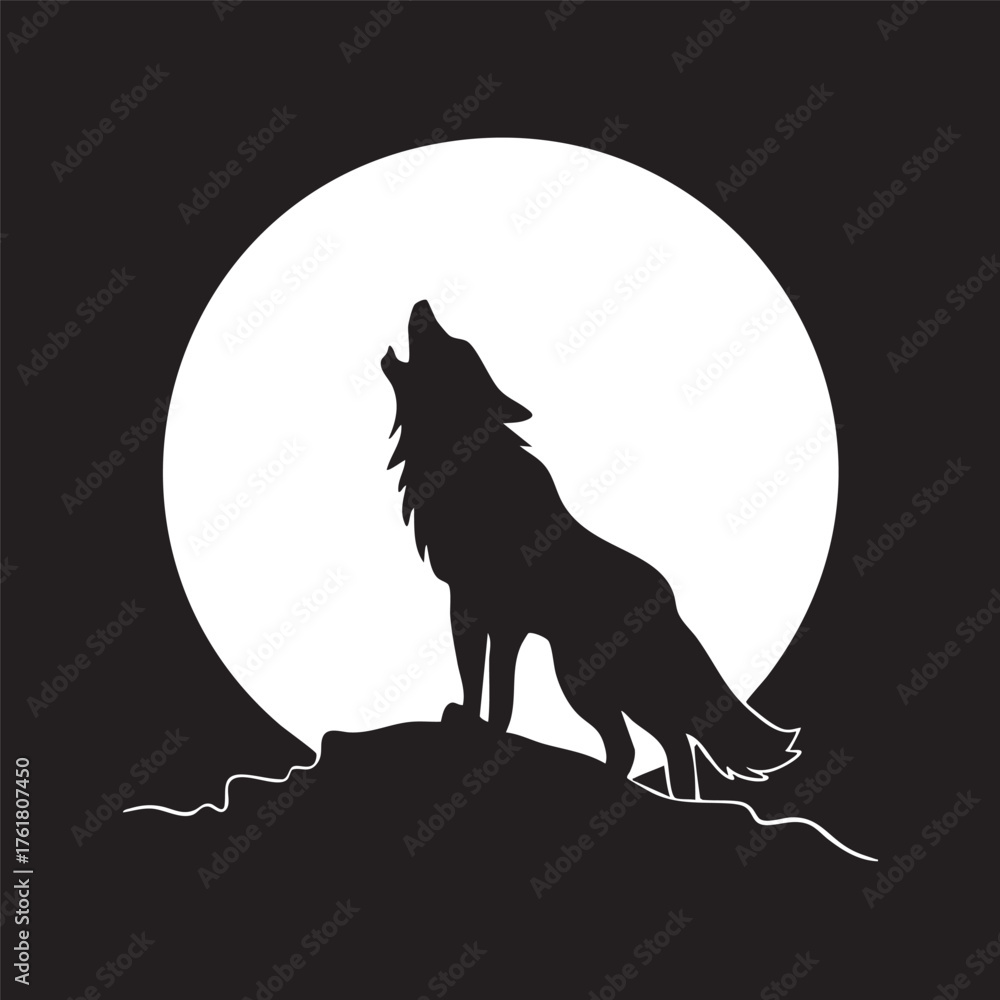 Obraz premium Howling Wolf Silhouette Graphic