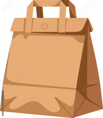 Delivery Bag Illustration Classic Style Paper Bag  Blank with Handle Design on Isolated Background