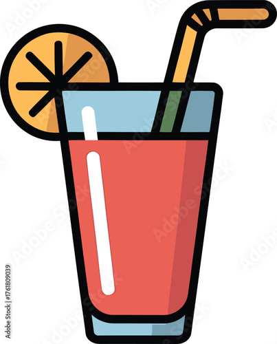 Refreshing Juice with Orange Slice Illustration in Vector Style for Summer