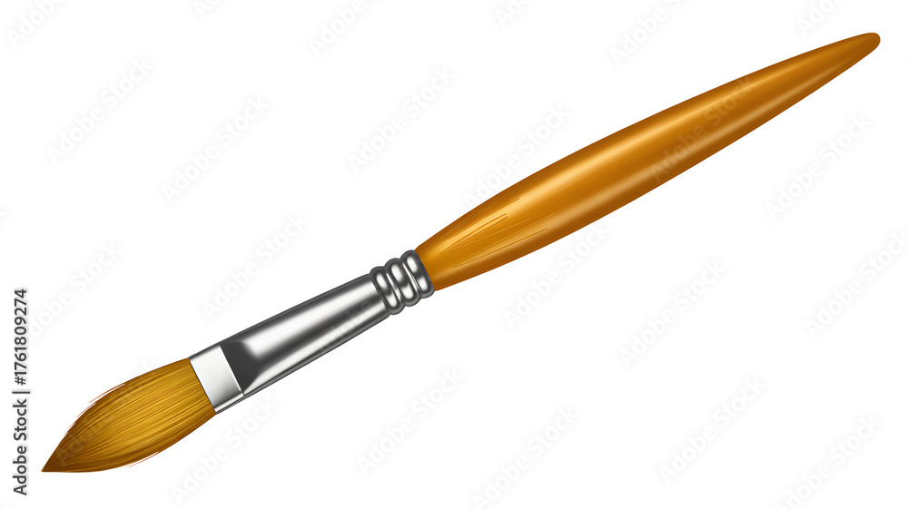 Fototapeta premium Professional art brush with golden handle and silver ferrule ready for creative projects and artistic expression