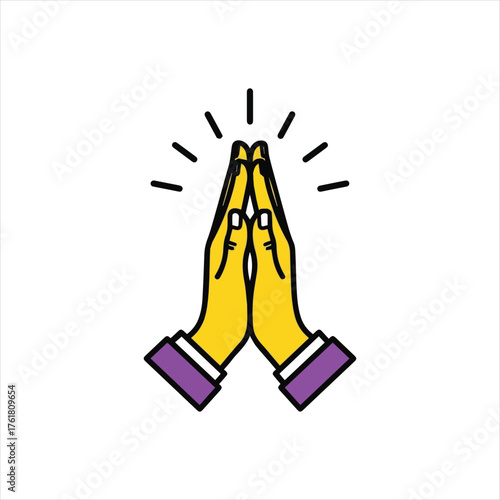 Folded hands prayer emoji illustration in vibrant colors