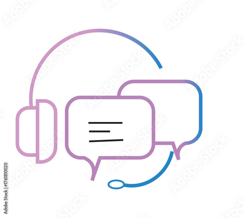 Customer Support Headset Icon – Online Help, Communication, and Call Center Service Concept