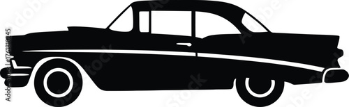Vintage American Classic Car or Hot Rod Silhouette Vector Graphic for Automotive, Retro, and Transport Design