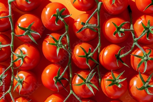 Vibrant Fresh Red Vine Tomatoes with Green Leaves, Perfect for Cooking and Healthy Eating