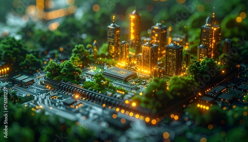 A unique blend of advanced technology and nature. This visual depicts the concepts of smart cities, eco-friendly technology, and a sustainable future.d