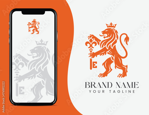 logo of the lion king holding the key