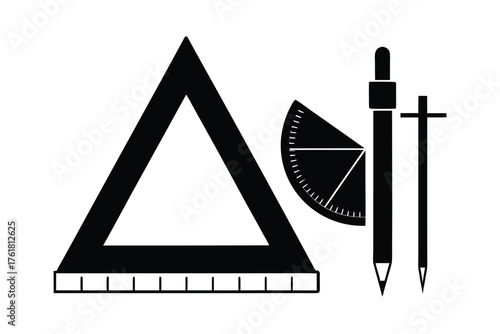 Precision drafting tools for technical design and geometry work.