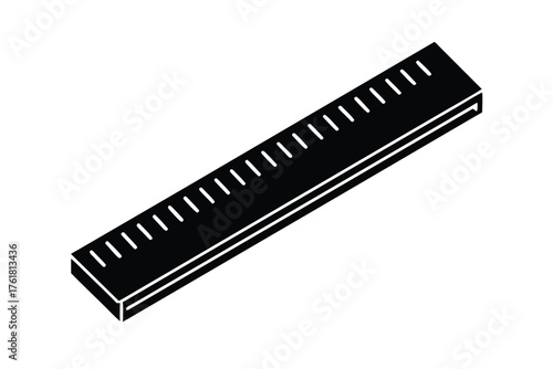 Black isometric ruler icon for accurate measurement in design