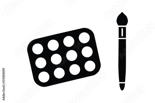 Artist's paint palette and brush icon representing creativity