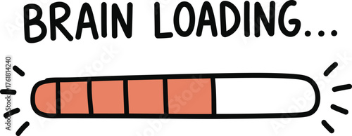 Humorous 'Brain Loading...' Progress Bar Vector Graphic for Study, Work, and Tech-Related Humor