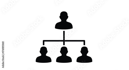 Simple black silhouette illustration depicting a hierarchy or organizational structure