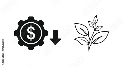 Financial investment transforming into sustainable growth illustrated with simple icons