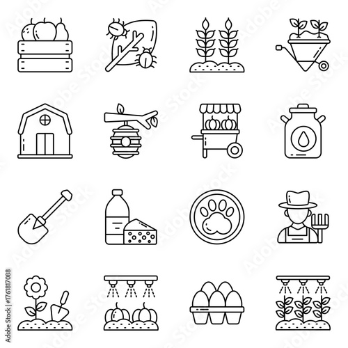 Set of Farming Linear Icons