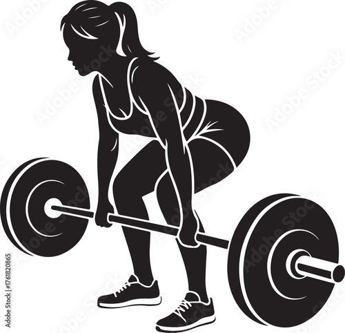 Woman Weightlifting Silhouette Vector Illustration Representing Fitness Strength and Power