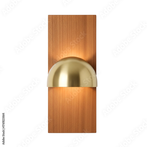 фотографія Modern wood and brass wall sconce light