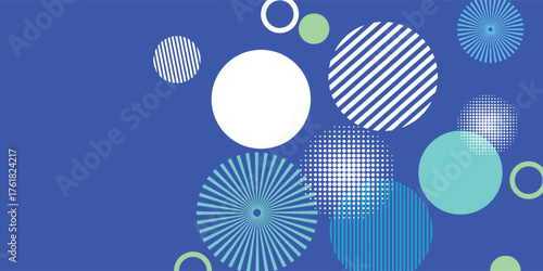 Abstract geometric blue and dark navy color background with circle shape. Vector, illustration Modern blue abstract background, the look of stainless steel, circular lines on a blue background