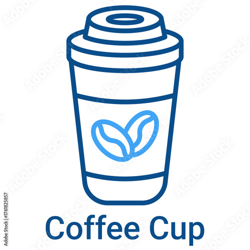 Coffee Cup Icon in Outline Color Style. Vector Illustration For Graphic Design