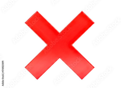Red x mark symbol isolated on transparent background