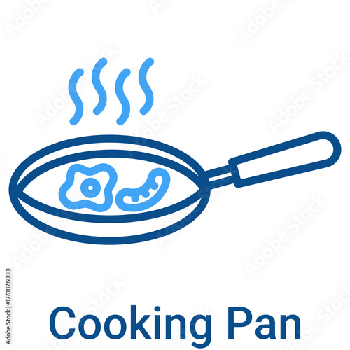 Cooking Pan Icon in Outline Color Style. Vector Illustration For Graphic Design