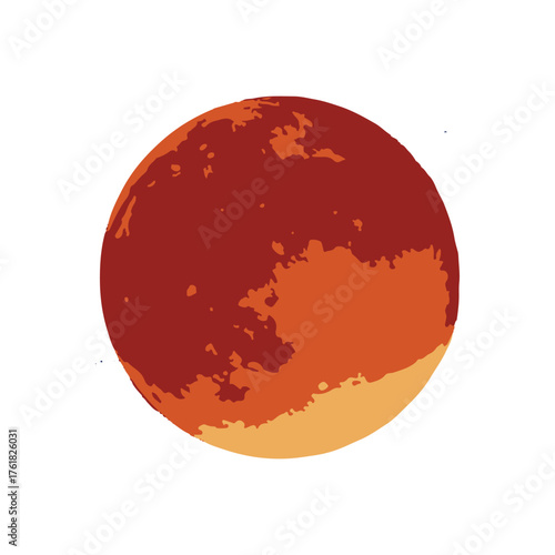 Vibrant abstract illustration of a celestial body, stylized in orange and red. This planet graphic is perfect for space exploration, astronomy, and cosmic themes