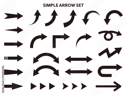 矢印のベクターイラストセット。アイコン、シンプル