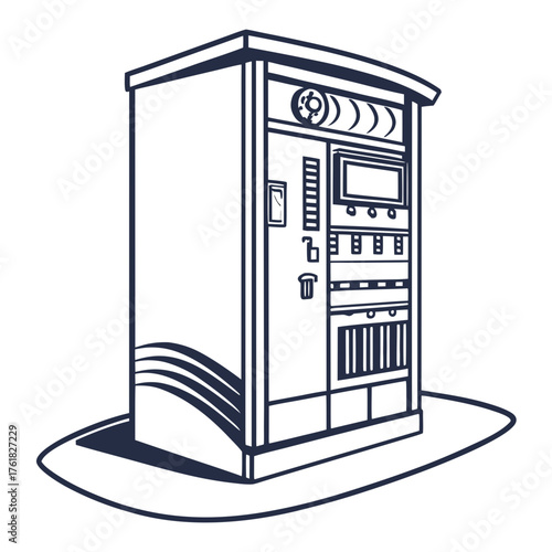 Electrical Control Cabinet Vector Illustration | Industrial Power Distribution and Automation Panel Design