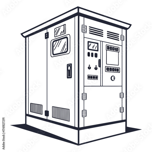Electrical Control Cabinet Vector Illustration | Industrial Power Distribution and Automation Panel Design