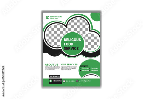 Professional Restaurant green Flyer Design Modern Fast Food Menu Promotion Template Vector Illustration