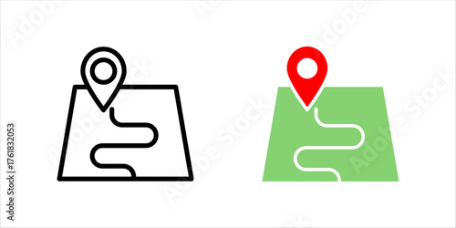 Maps icon set. collection. Roadmap, town, globe, traveling, research, navigation, satellite, position, map, location, guide and best solid icon .	