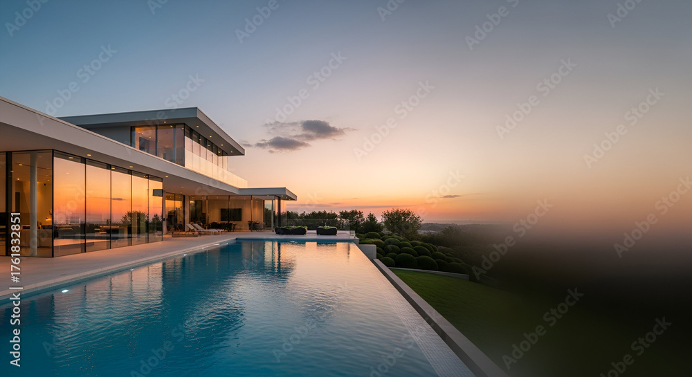 Fototapeta premium swimming pool at sunset