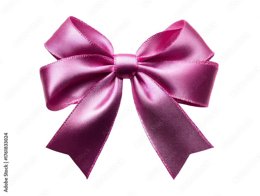 Naklejka premium Satin Ribbon Bow on White Background, isolated on transparent cutout background