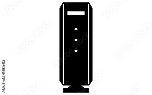 Network router line icon with wireless signal and ports, black and white