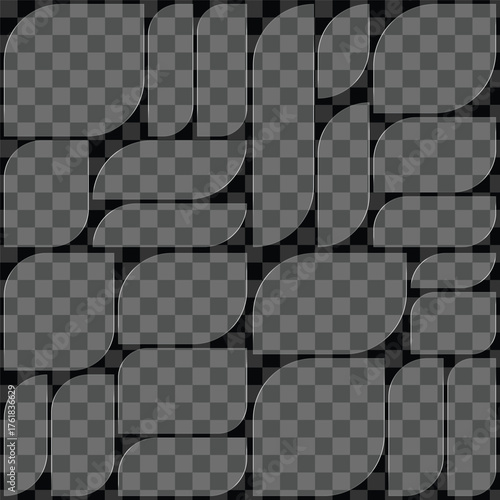 Abstract pattern of transparent glass shapes with subtle shading vector