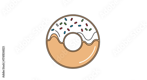Delicious Donut with White Frosting and Colorful Sprinkles.