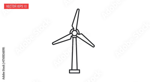 Simple Outline Illustration of a Modern Wind Turbine.