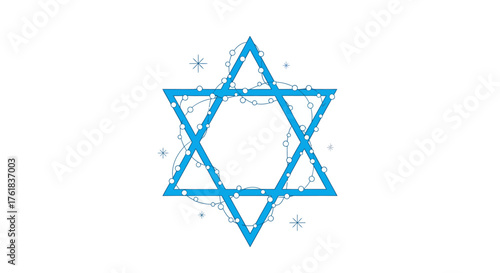 Blue Star of David with subtle glowing particles.