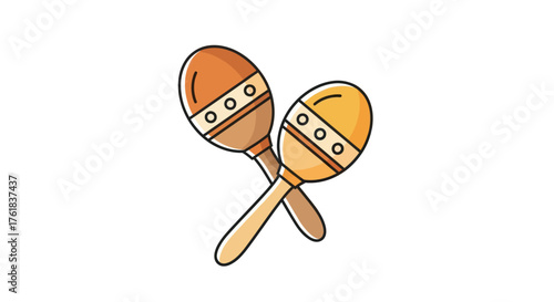 Two colorful cartoon maracas crossed musical percussion instruments.