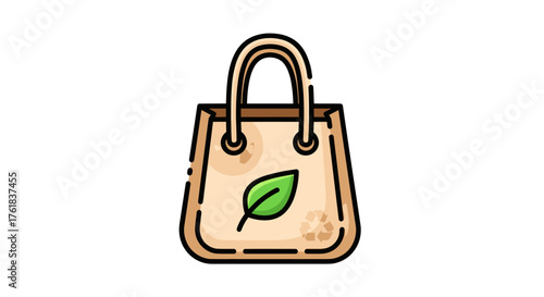 Eco-friendly reusable shopping bag with green leaf icon.