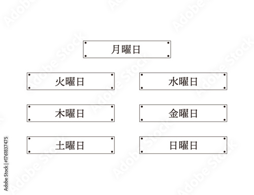 シンプルな各曜日のデザイン 日本語版