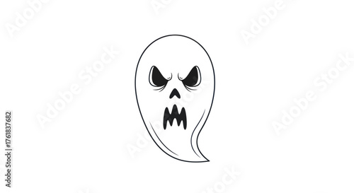 Angry Spooky Cartoon Ghost Illustration for Halloween.