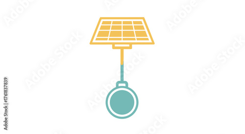 Stylized Solar Panel Powering a Hanging Light Illustration.