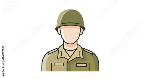 Stylized Illustration of a Soldier in Uniform with Helmet.