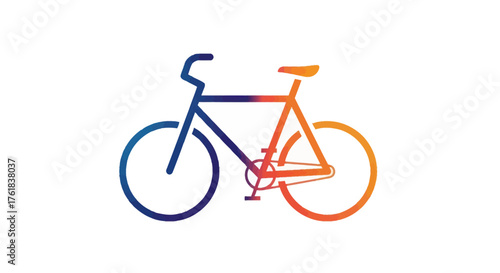 Colorful Gradient Bicycle Illustration on White Background.