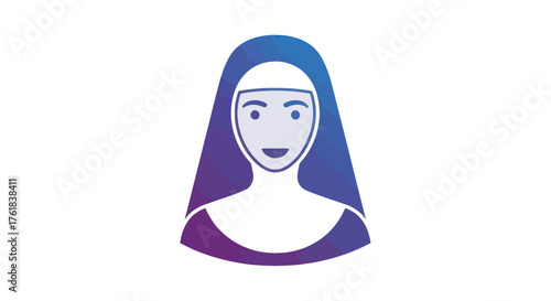 Stylized Icon of a Nun Wearing a Traditional Habit.