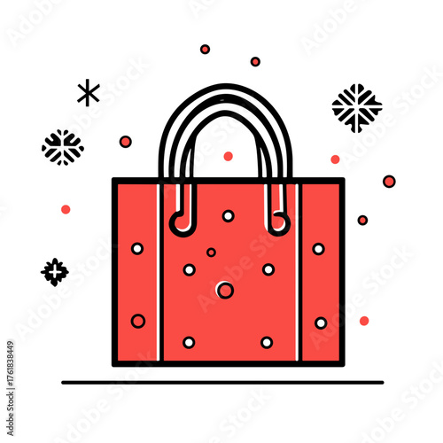 Festive shopping bag vector, colorful cheerful style, holiday gift packaging