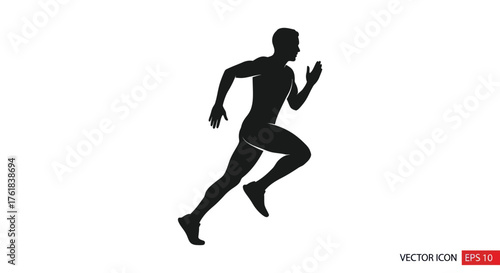 Silhouette of a Running Man in Dynamic Motion.