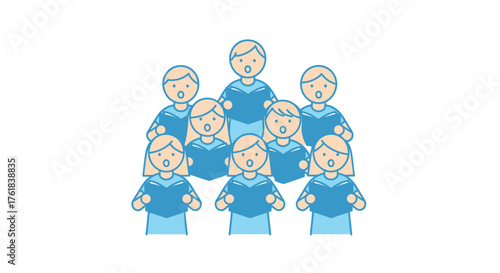 Choir of People Singing Together in Harmony Illustration of Group Performance.