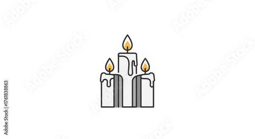 Three Lit Candles with Dripping Wax Icon.