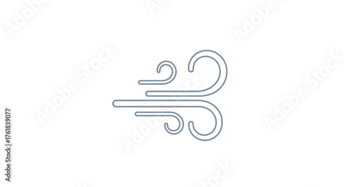 Simple Line Art Wind Icon Representing Breeze or Air Movement.